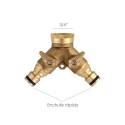 Adaptador Manguera Latón 2 tomas para Grifo 3/4"