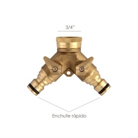 Adaptador Manguera Latón 2 tomas para Grifo 3/4"