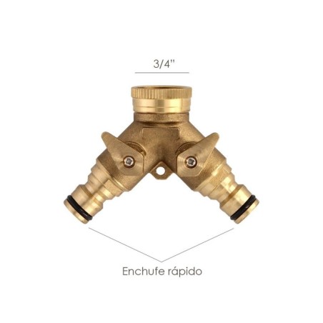 Adaptador Manguera Latón 2 tomas para Grifo 3/4"