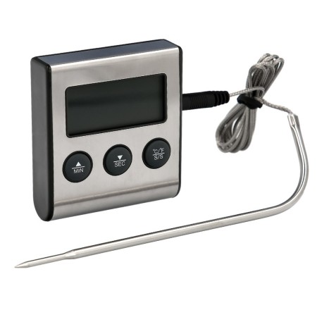 Termómetro Digital Cocina Con Sonda Cableada, y Lector Temperatura Con Soporte, Lectura Instantánea