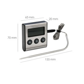 Termómetro Digital Cocina Con Sonda Cableada, y Lector Temperatura Con Soporte, Lectura Instantánea