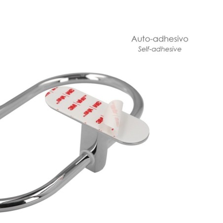 Toallero Forma Anilla Color Inox Con Efecto Espejo, Autoadhesivo Resistente, Porta Toallas, Toallero Adhesivo Pared / Mueble