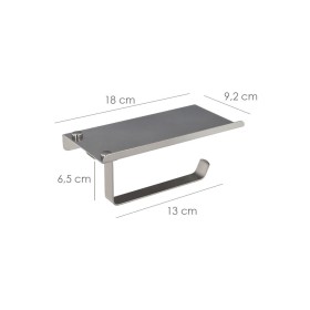 Portarrollos Baño Con estante Para Móviles Autoadhesivo, Color Inox Con Efecto Espejo, Autoadhesivo Resistente o Con Tornillos