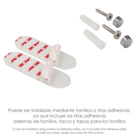 Portarrollos Baño Con estante Para Móviles Autoadhesivo, Color Inox Con Efecto Espejo, Autoadhesivo Resistente o Con Tornillos