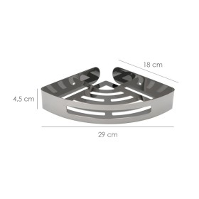 Cestillo Rincón Baño Autoadhesivo, Color Inox Con Efecto Espejo, Autoadhesivo Resistente o Con Tornillos