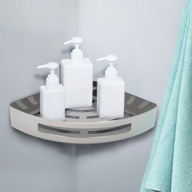 Cestillo Rincón Baño Autoadhesivo, Color Inox Con Efecto Espejo, Autoadhesivo Resistente o Con Tornillos