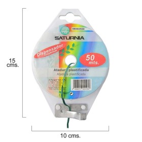 Atadura Plastificada Con Dispensador De 50 Metros. Ideal Para Entutorar, Jardín, Bonsáis, Macetas, etc.. Flexible y Duradero.