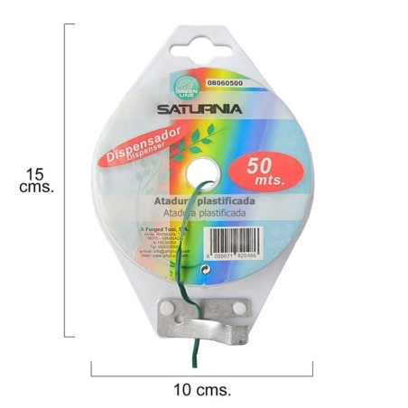 Atadura Plastificada Con Dispensador De 50 Metros. Ideal Para Entutorar, Jardín, Bonsáis, Macetas, etc.. Flexible y Duradero.