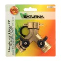 Adaptador Manguera Latón 2 Tomas Macho 3/4", Duplicador Grifo, Adaptador 2 Vías, Entrada 3/4" Hembra