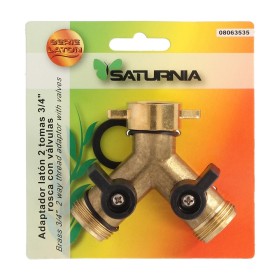 Adaptador Manguera Latón 2 Tomas Macho 3/4", Duplicador Grifo, Adaptador 2 Vías, Entrada 3/4" Hembra
