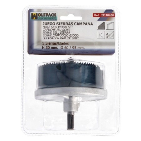 Juego Sierras Campana 30 mm. Diámetro 60/95 mm. 5 Piezas