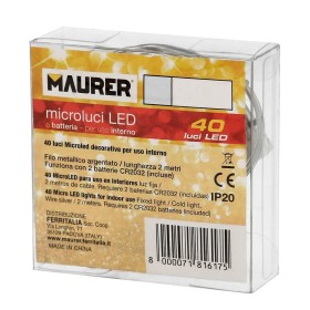 Guirnalda Luces Navidad Microled 40 Leds Color Blanco Cálido. Luz navidad interiores IP20 A Pilas (3 AA No Incluidas)