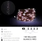 Luces Navidad 100 Microleds Blanco Frio, Cable Color Cobre funcionamiento A Batería (3 AA No incluidas) o Con Cable USB. IP44