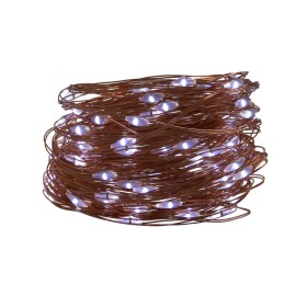 Luces Navidad 100 Microleds Blanco Frio, Cable Color Cobre funcionamiento A Batería (3 AA No incluidas) o Con Cable USB. IP44