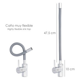Grifo Monomando Fregadero Flexible Caño Alto, Grifo De Cocina Flexible Caño Alto. Cartucho cerámico Diámetro 35 mm.