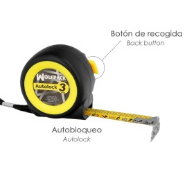 Flexómetro Sistema Autolock Con Freno Automático Longitud 3 Metros Ancho Cinta 16 mm. Magnético. Cinta Métrica Freno Automático