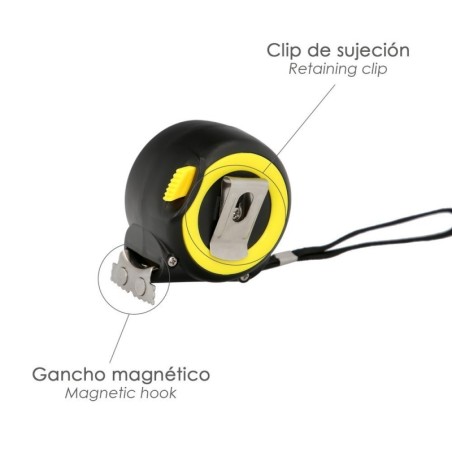 Flexómetro Sistema Autolock Con Freno Automático Longitud 5 Metros Ancho Cinta 25 mm. Magnético. Cinta Métrica Freno Automático