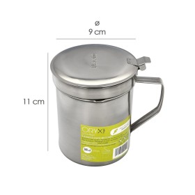 Grasera Acero Inoxidable Para Pescado Aceitera Aceite Usado 0,5 L. Con Colador y Tapa, Recipiente Reciclaje Aceite
