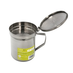 Grasera Acero Inoxidable Para Pescado Aceitera Aceite Usado 0,5 L. Con Colador y Tapa, Recipiente Reciclaje Aceite