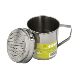 Grasera Acero Inoxidable Para Pescado Aceitera Aceite Usado 0,5 L. Con Colador y Tapa, Recipiente Reciclaje Aceite