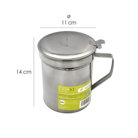 Grasera Acero Inoxidable Para Pescado Aceitera Aceite Usado 1,0 L. Con Colador y Tapa, Recipiente Reciclaje Aceite