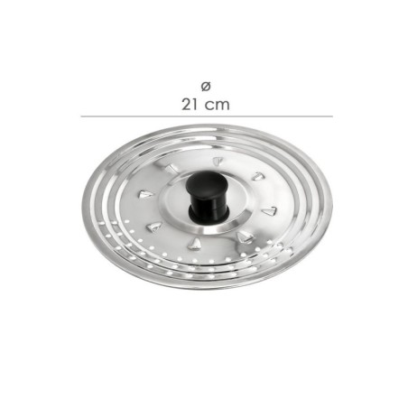 Tapadera Multiusos Acero Inoxidable Diámetro 21 cm. Uso Tapa Anti Salpicaduras y Escurridor.