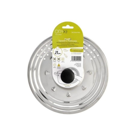 Tapadera Multiusos Acero Inoxidable Diámetro 21 cm. Uso Tapa Anti Salpicaduras y Escurridor.