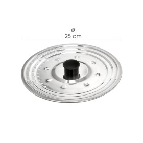 Tapadera Multiusos Acero Inoxidable Diámetro 25 cm. Uso Tapa Anti Salpicaduras y Escurridor.