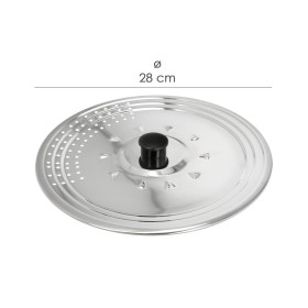 Tapadera Multiusos Acero Inoxidable Diámetro 28 cm. Uso Tapa Anti Salpicaduras y Escurridor.