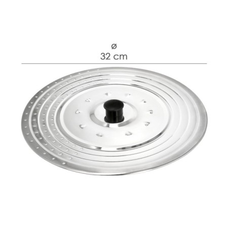 Tapadera Multiusos Acero Inoxidable Diámetro 32 cm. Uso Tapa Anti Salpicaduras y Escurridor.