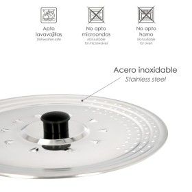 Tapadera Multiusos Acero Inoxidable Diámetro 32 cm. Uso Tapa Anti Salpicaduras y Escurridor.