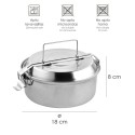 Fiambrera Metálica De Acero Inoxidable Con 2 Platos Diámetro 18 cm. Lunch Box, Fiambrera Metálica, Porta Alimentos Metálico,