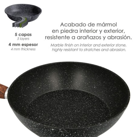 Sartén Aluminio Forjado Antiadherente Diámetro 20 x 4,5 cm. Mango Engomado / 5 capas