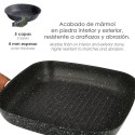 Sartén Aluminio Forjado Antiadherente 24x24x4,5 cm. Mango Engomado / 5 capas / Acabado Piedra / Todo Tipo de Cocinas / Grill