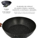 Sartén Honda Aluminio Forjado Antiadherente Diámetro 28x7,5 cm. Mango Engomado / 5 capas / Acabado Piedra
