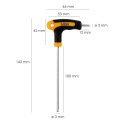 Llave Allen Con Bola Mango Bimaterial "Soft Touch" Forma T 3,0 mm. Acero Cromo Vanadio, Destornillador Allen, llave hexagonal