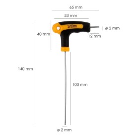 Llave Allen Con Bola Mango Bimaterial "Soft Touch" Forma T 2,0 mm. Acero Cromo Vanadio, Destornillador Allen, llave hexagonal