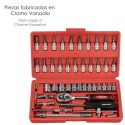 Juego Llaves De Vaso y Puntas 1/4" 46 Piezas. Con Apartador. Cromo Vanadio, Kit Llave Combinada, Kit Carraca, Juego Llaves Vaso