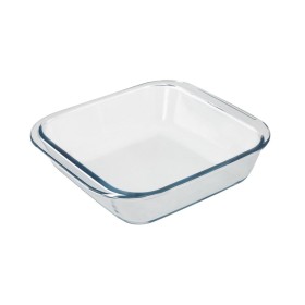 Fuente Horno Cristal Borosilicato Cuadrada 1,1litros. 18x18 cm. Ideal Mezclas, Ensaladas, Postres, Repostería. Libre BPA