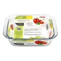 Fuente Horno Cristal Borosilicato Cuadrada 1,1litros. 18x18 cm. Ideal Mezclas, Ensaladas, Postres, Repostería. Libre BPA