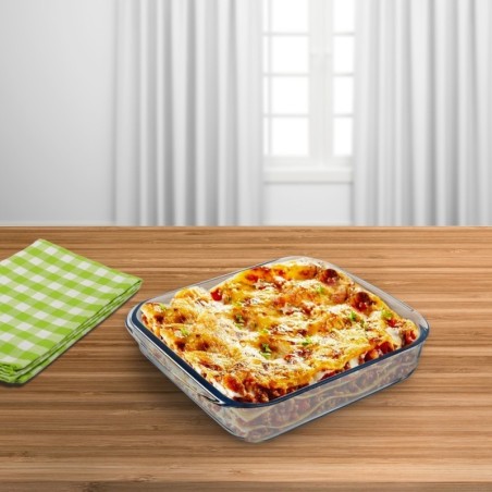 Fuente Horno Cristal Borosilicato Cuadrada 1,1litros. 18x18 cm. Ideal Mezclas, Ensaladas, Postres, Repostería. Libre BPA