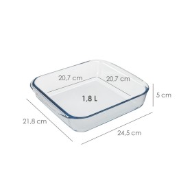 Fuente Horno Cristal Borosilicato Cuadrada 1,1L. 20,7x20,7 cm. Ideal Mezclas, Ensaladas, Postres, Cocina, Repostería. Libre BPA