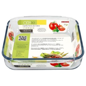 Fuente Horno Cristal Borosilicato Cuadrada 1,1L. 20,7x20,7 cm. Ideal Mezclas, Ensaladas, Postres, Cocina, Repostería. Libre BPA