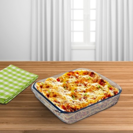 Fuente Horno Cristal Borosilicato Cuadrada 1,1L. 20,7x20,7 cm. Ideal Mezclas, Ensaladas, Postres, Cocina, Repostería. Libre BPA