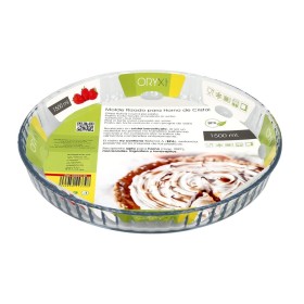 Molde Rizado Horno Cristal Borosilicato Diámetro 28 cm. Ideal Postres, Cocina, Repostería, Tartas, Quiche, Libre BPA