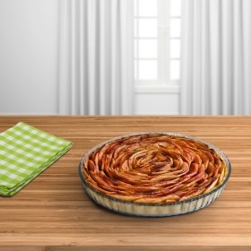 Molde Rizado Horno Cristal Borosilicato Diámetro 28 cm. Ideal Postres, Cocina, Repostería, Tartas, Quiche, Libre BPA