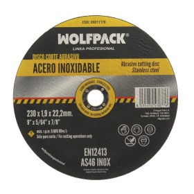 Disco Corte Abrasivo Acero Inoxidable Diámetro 230x Diámetro 22,2 mm Espesor 1,9 mm Disco Radial