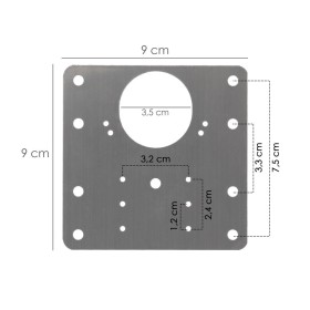 Placas de Reparación Bisagras Cazoleta 9x9 cm. 1 piezas. Placa Repara Puertas, Placa Reparación Bisagras Mueble