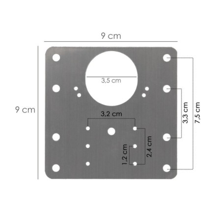 Placas de Reparación Bisagras Cazoleta 9x9 cm. 1 piezas. Placa Repara Puertas, Placa Reparación Bisagras Mueble