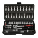 Juego Llaves De Vaso y Puntas 1/4" 46 piezas. Con Apartador. Cromo Vanadio, Kit Llave Combinada, Kit Carraca,